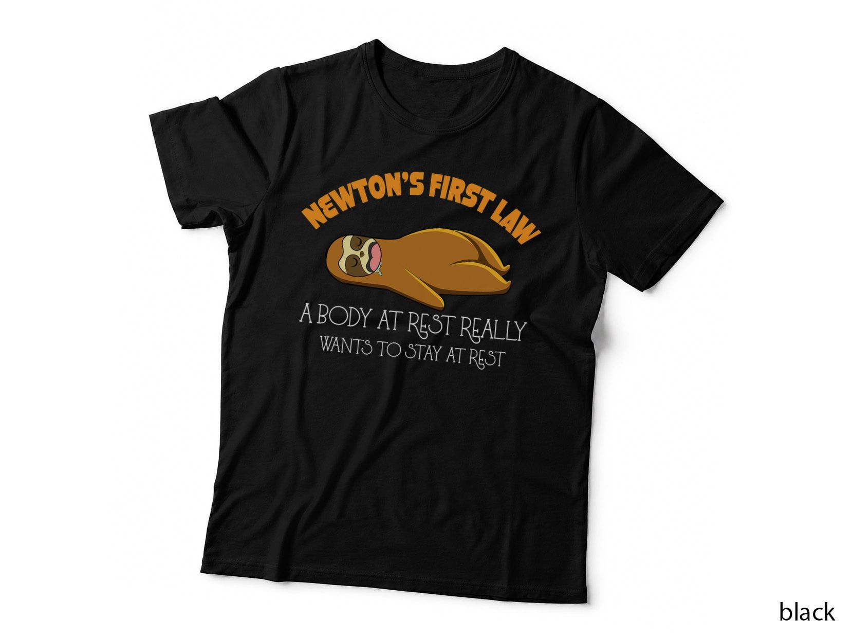 Newtons First Law Physics Funny Sloth T-Shirt