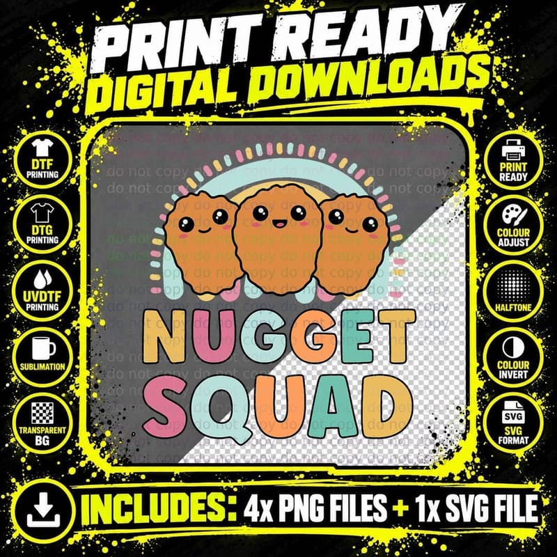 Nuggets Squad Funny Matching for Girls Chicken Nuggets Png SVG Digital Bundle