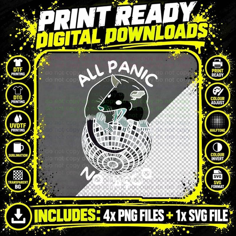 Opossum All Panic No Disco Funny Screaming Street Trash Png SVG Digital Bundle
