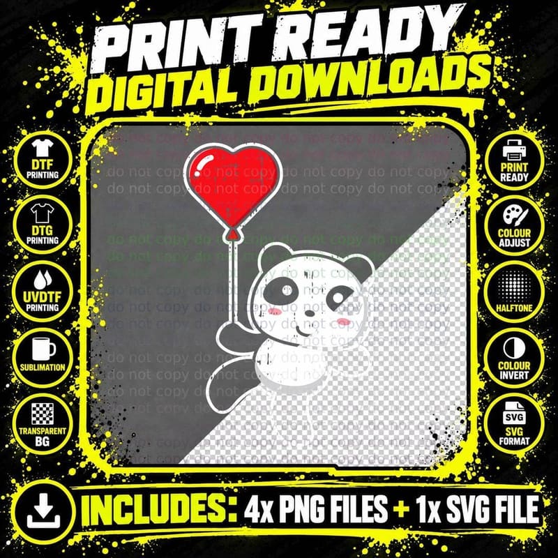 Panda Heart Valentines Day Animal V-Day Pajama Boys Png SVG Digital Bundle