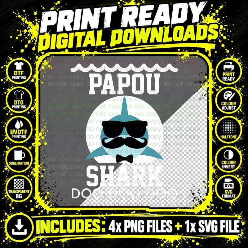 Papou Shark Shirt Matching Family Shirts Shark T-Shirt Png SVG Digital Bundle