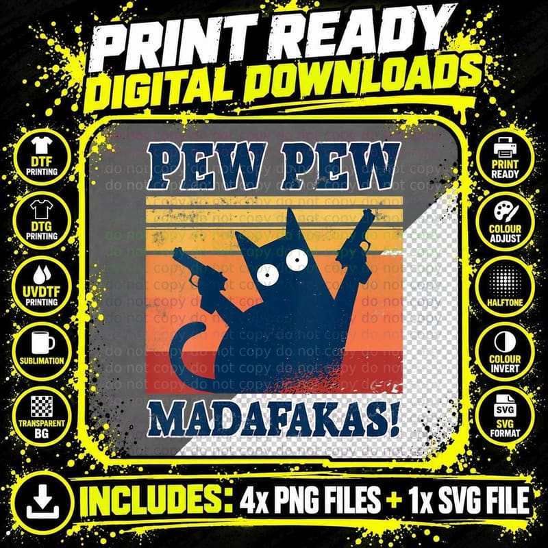 Pew Madafakas Shirt Cats Tops Summer Dresses Pyjamas Pew Png SVG Digital Bundle