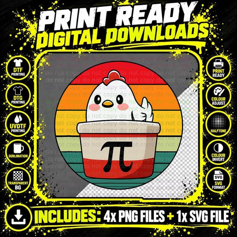 Pi Day Chicken Pot Pie Math Science Teacher Funny Dad Png SVG Digital Bundle