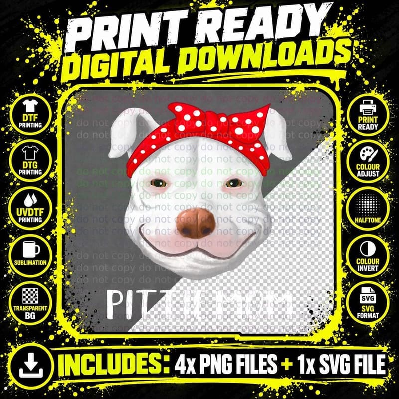 Pitbull Dog Lovers Pittie Mom Mothers Day Pit Bull Png SVG Digital Bundle