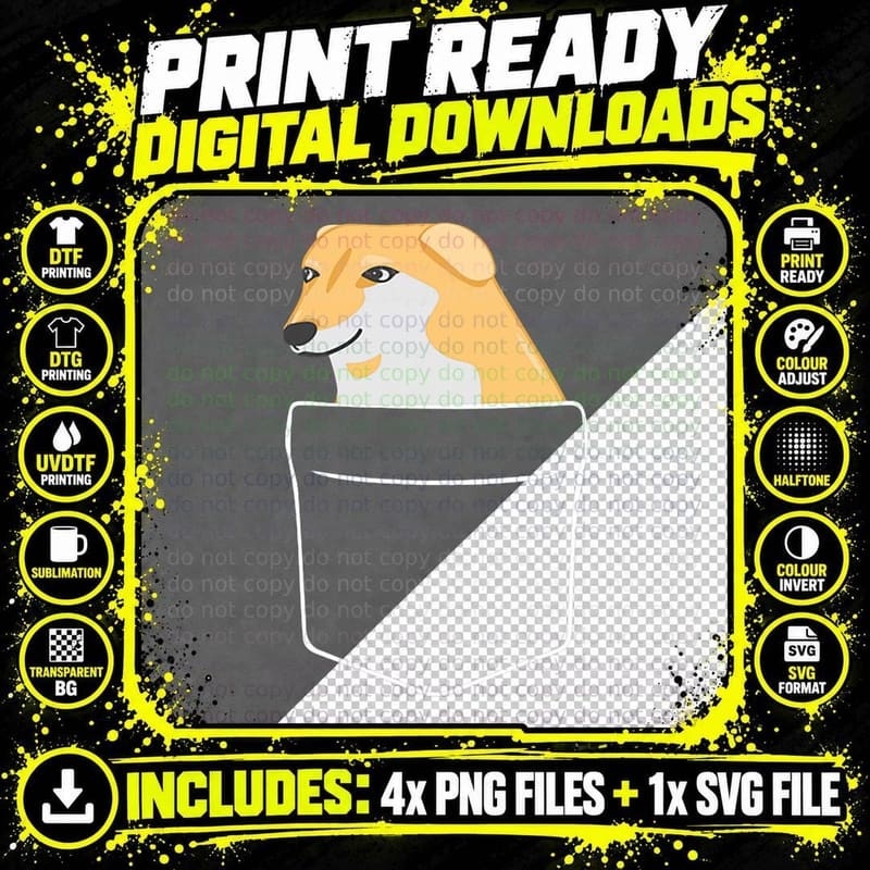 Pocket Cheems Shiba Inu Ironic Dog Meme T-Shirt Png SVG Digital Bundle