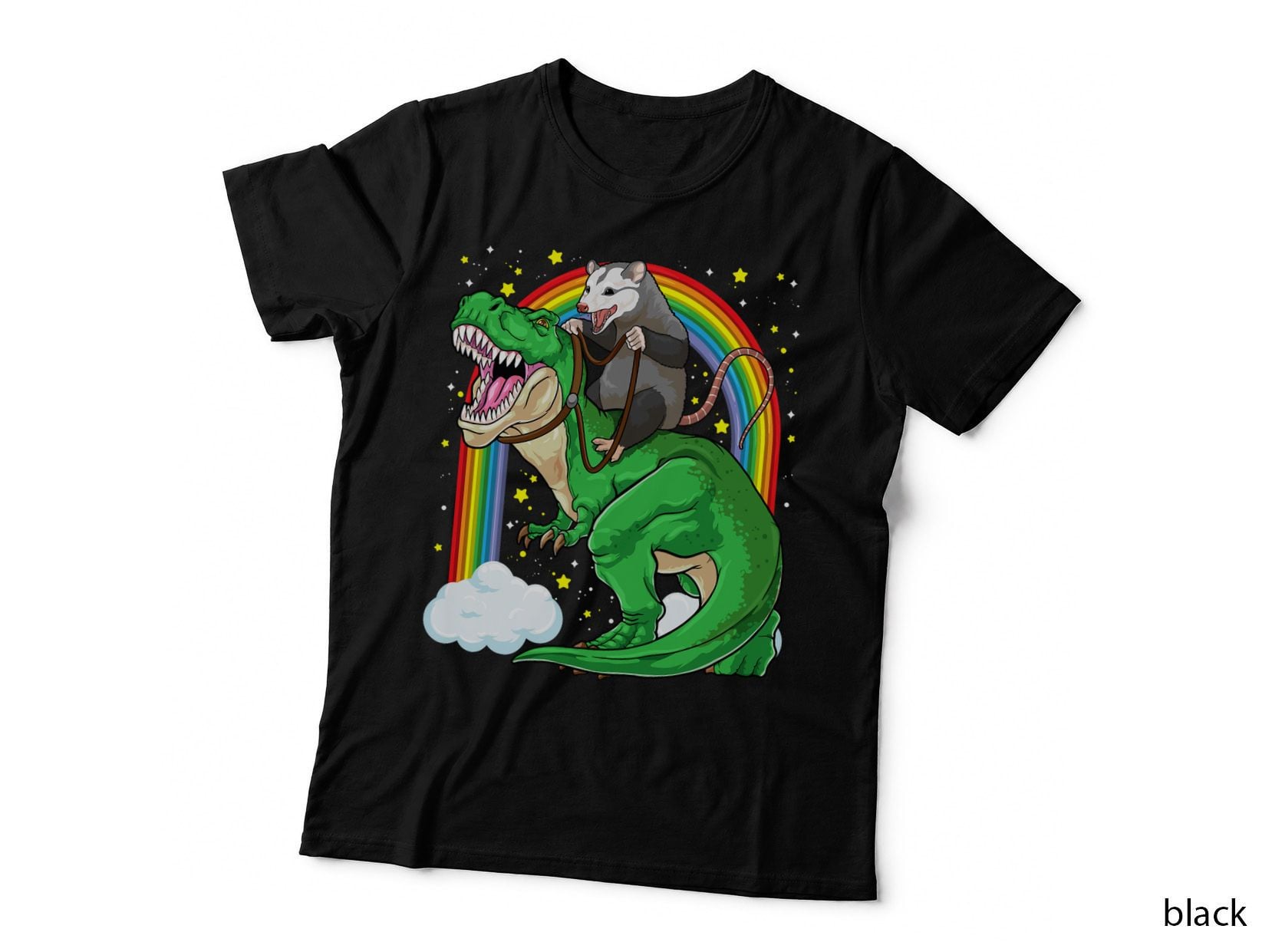 Possum Shirt Opossum Riding Dinosaur T Rex Trash Garbage T-Shirt
