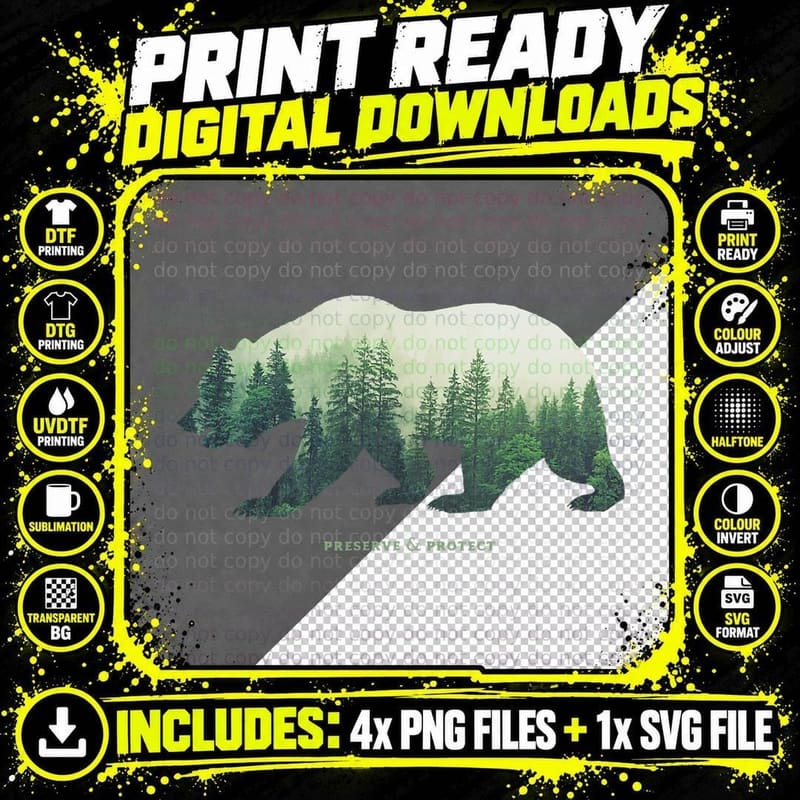 Preserve & Protect Vintage National Park Bear T-Shirt Png SVG Digital Bundle