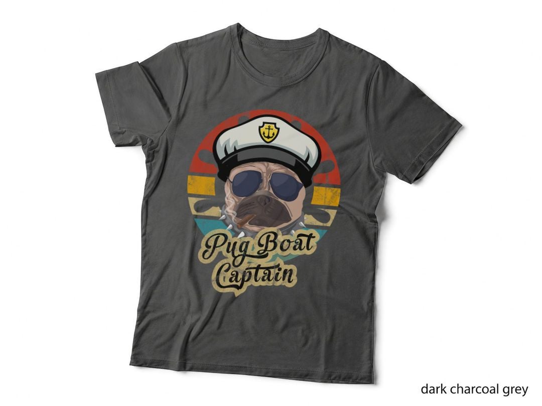 Pugboat Pug Dog Owner Boat Captain Boating Funny Dog Pun T-Shirt