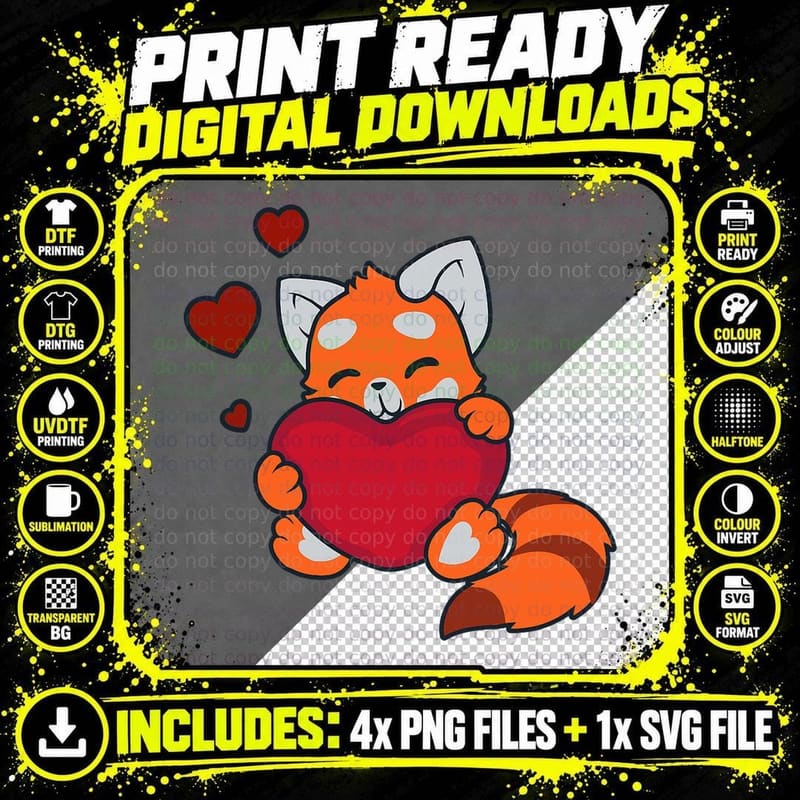 Red PANDA Shirt Women Valentines Day Gift Girlfriend Png SVG Digital Bundle