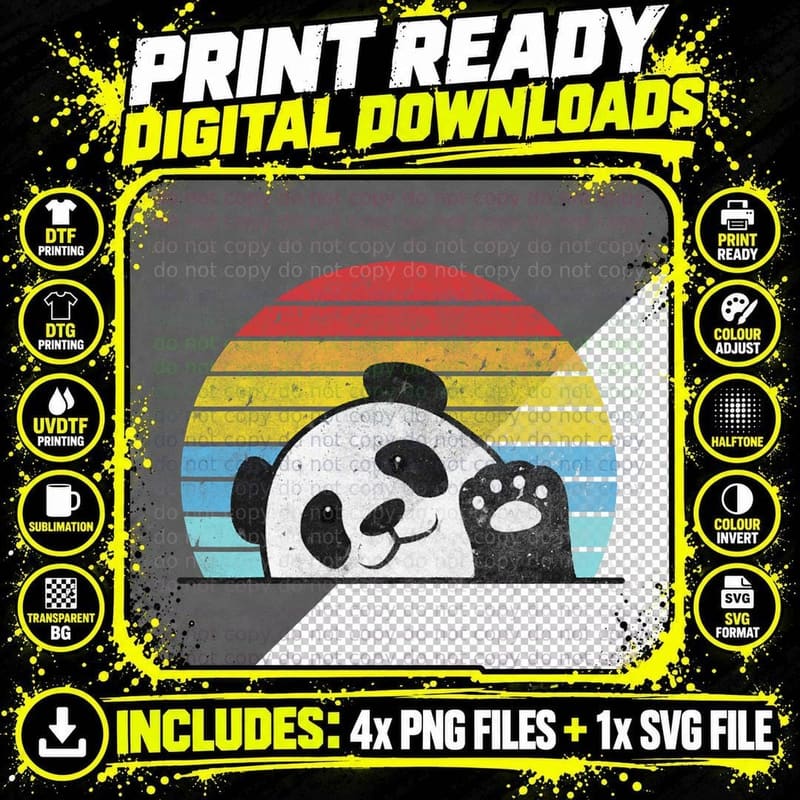 Retro Panda Cute Panda Bear Vintage Zookeeper Zoo Family Png SVG Digital Bundle
