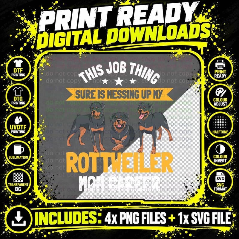Rottweiler Mom Dog Owner Breeders Fur Parent Mother's Png SVG Digital Bundle