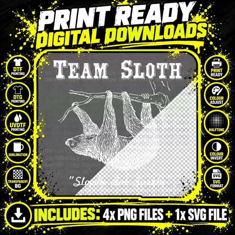 Running Funny T-Shirt Team Sloth Marathon Png SVG Digital Bundle