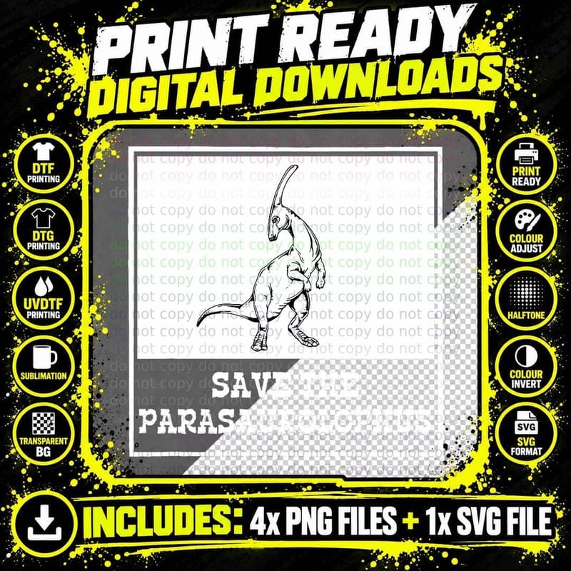 Save the Parasaurolophus Funny Extinct Animal Weird Png SVG Digital Bundle