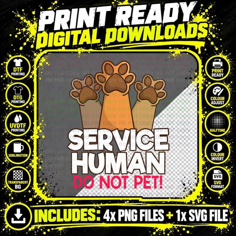 Service Dog Gifts Love Humor Support Do Not Pet Lovers Png SVG Digital Bundle