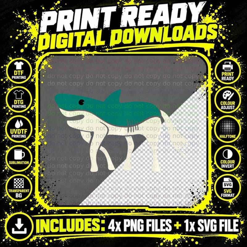 Shark Horse Hybrid Weird Animal Graphic Png SVG Digital Bundle