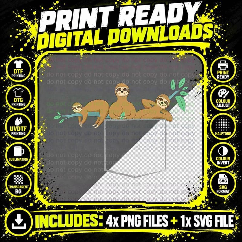 Sloth Pocket Shirt - Chillin Sloth Family for Sloth Png SVG Digital Bundle