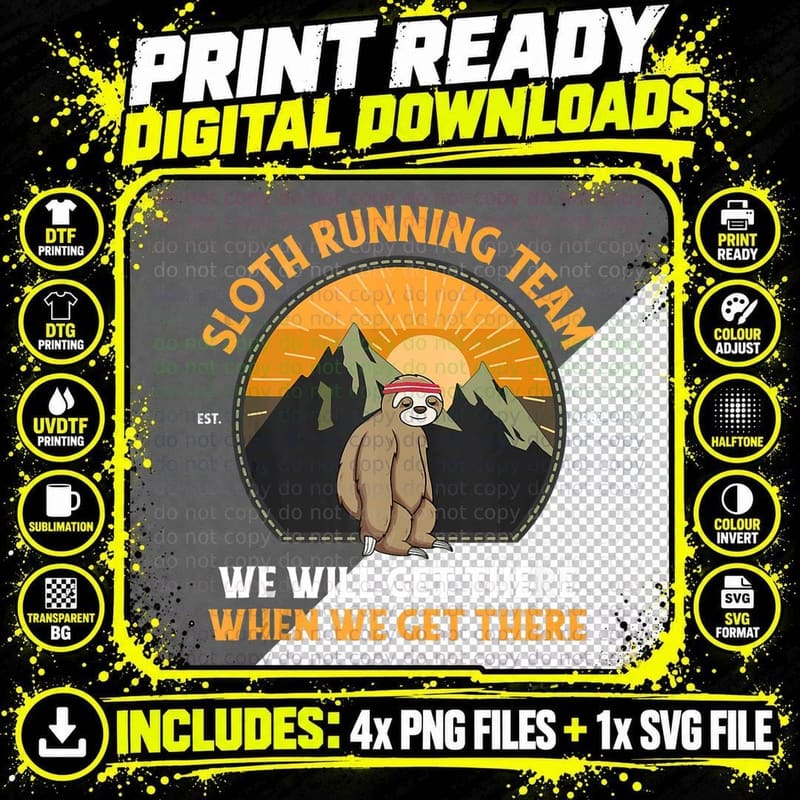 Sloth Running Shirt, Sloth Running Team Png SVG Digital Bundle