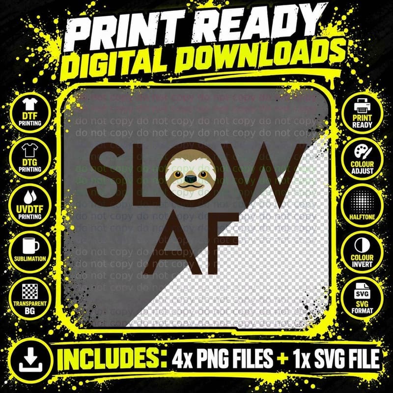 Slow AF - Sloth Humorous Track Running Runner Mens Png SVG Digital Bundle