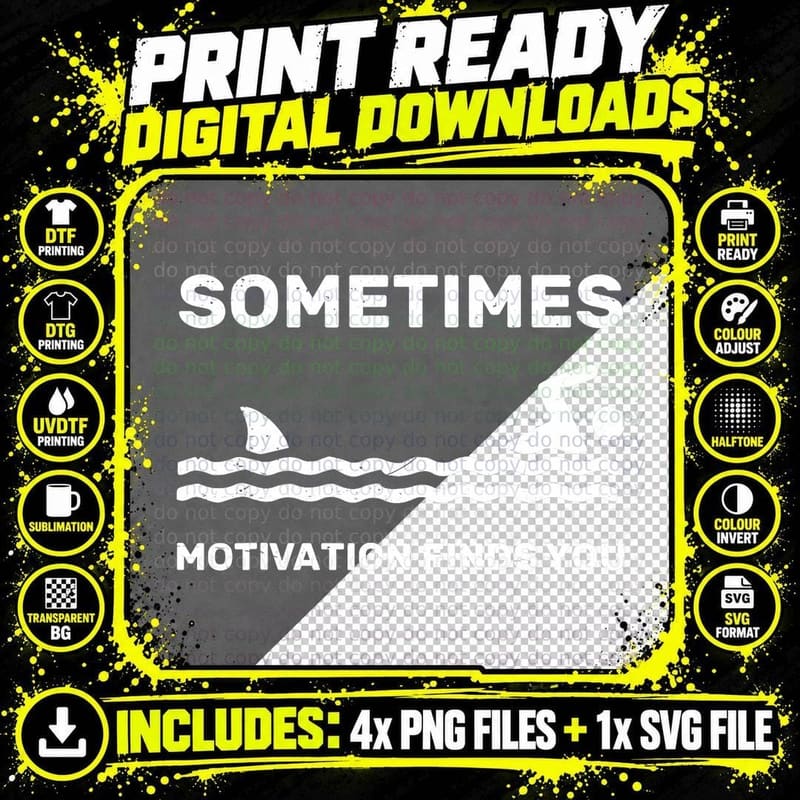 Sometimes Motivation Finds You Swimming Swimmer Funny Png SVG Digital Bundle