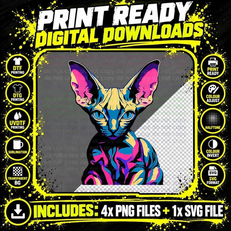 Sphynx Cat Skinless Cat Spinks Cats Bald Cat Meme T-Shirt Png SVG Digital Bundle