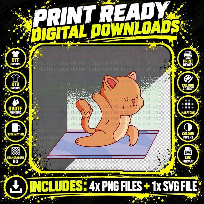 Spirituality Spiritual Meditation Yoga Cat T-Shirt Png SVG Digital Bundle