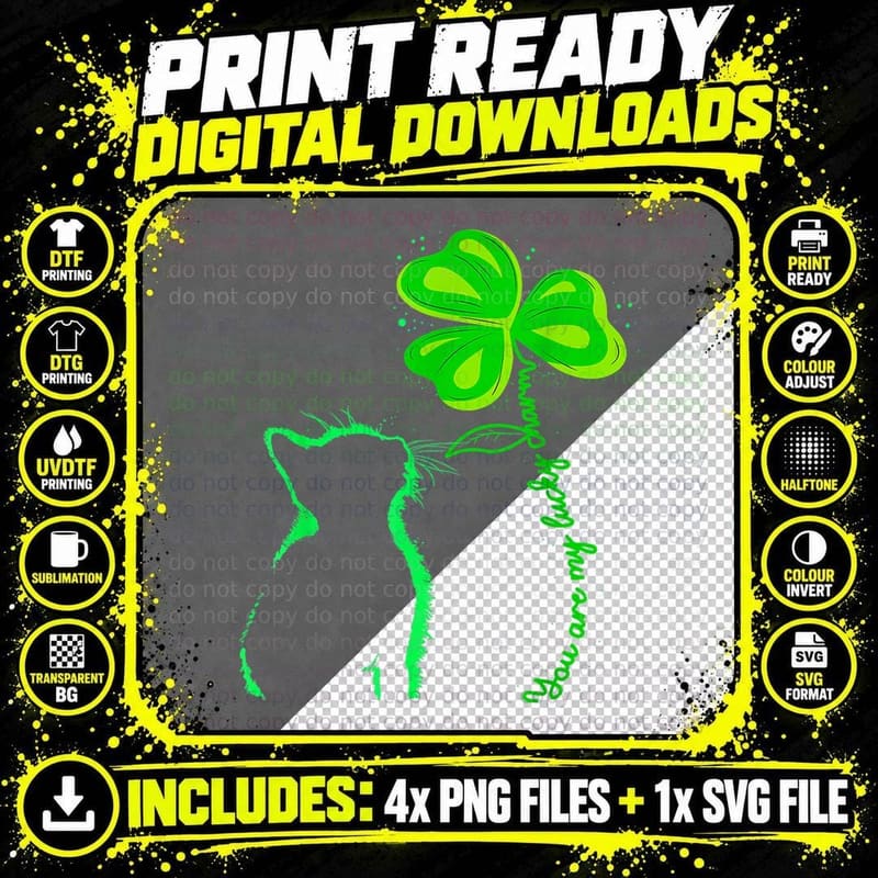 St Patricks Day Black Cat Shirt My Lucky Charm T-Shirt Png SVG Digital Bundle