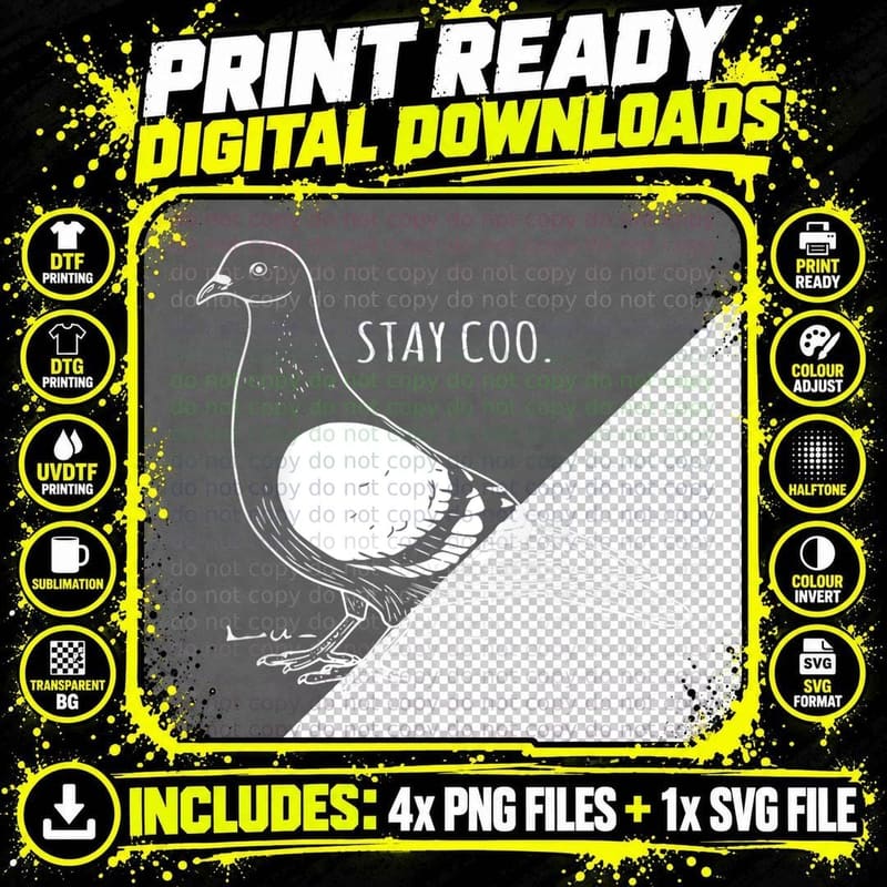 Stay Coo Pigeon Cool Bird Lovers Funny Bird Meme Saying Png SVG Digital Bundle