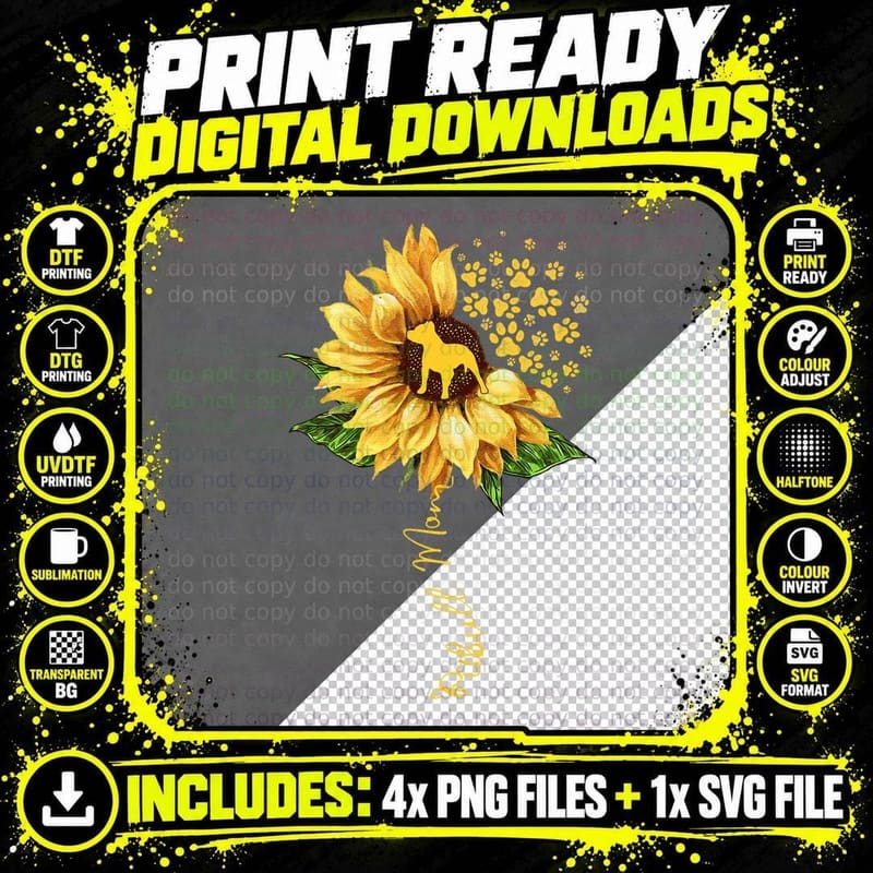 Sunflower Pitbull Mom Dog Lover Mother's Day Dog T-Shirt Png SVG Digital Bundle