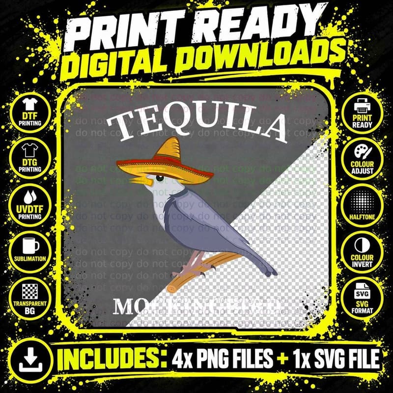 Tequila Mockingbird Drinker and Bird Lover T-Shirt Png SVG Digital Bundle