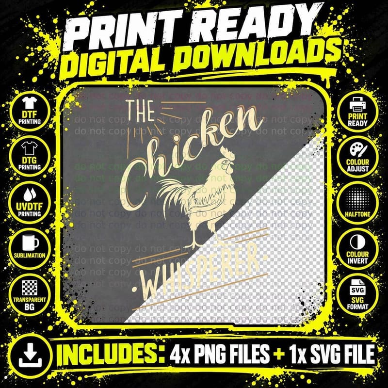 The Chicken Whisperer Funny Chicken Lover Farming T-Shirt Png SVG Digital Bundle
