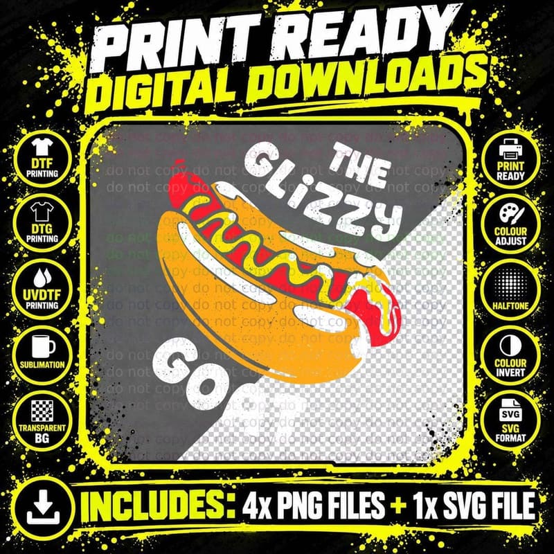 The Glizzy Goat Funny Hot Dog Pun Meme Gobble Hotdog Png SVG Digital Bundle