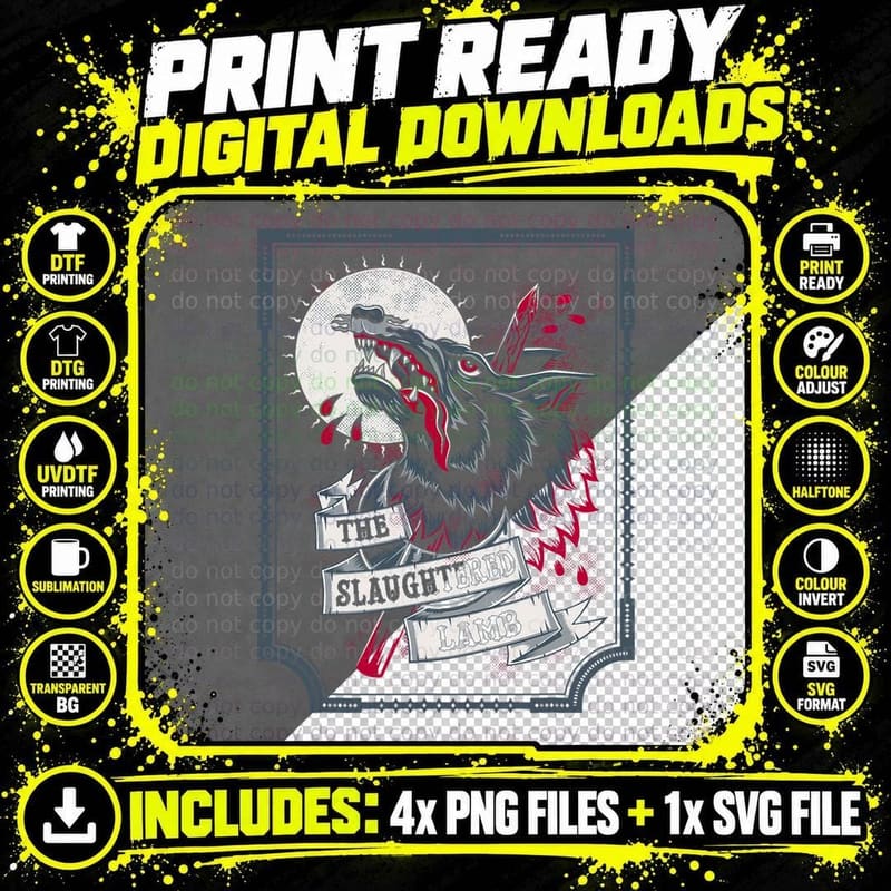 The Slaughtered Lamb - Wolf Head - Beer T-Shirt Png SVG Digital Bundle