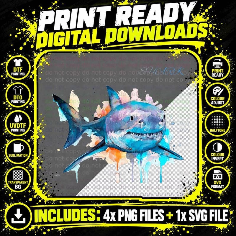 Types of Shark Megalodon Great White Nurse Shark T-Shirt Png SVG Digital Bundle