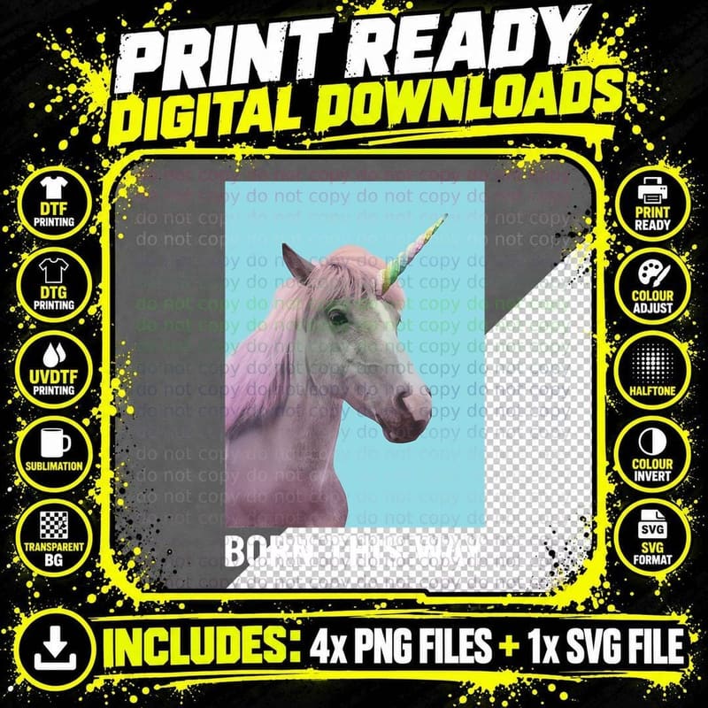 Unicorn - Born This Way - Stay Weird - Cool Horse - Png SVG Digital Bundle