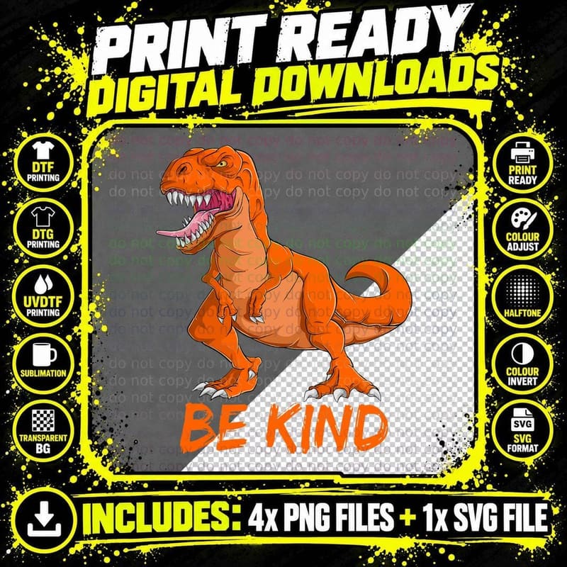 World Kindness Day Dinosaur Boys Shirts Png SVG Digital Bundle