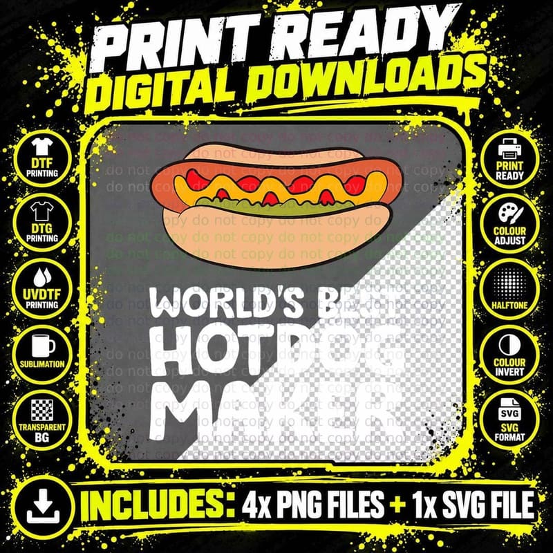 World's Best Hotdog Maker Funny Hot Dog T-Shirt Png SVG Digital Bundle