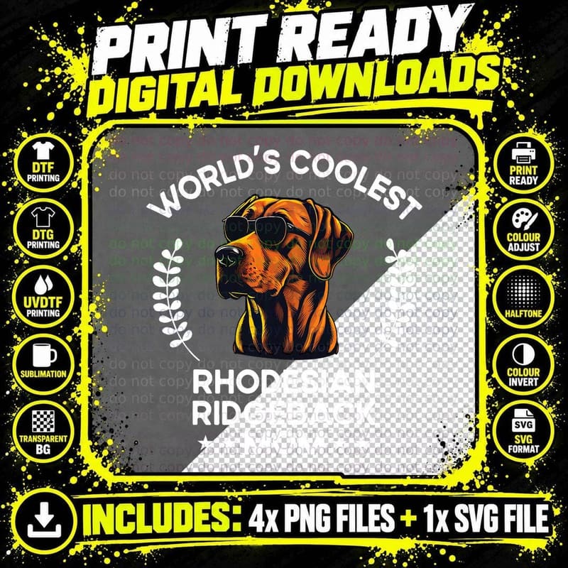 World's Coolest Dog Mom Mama - Women Rhodesian Ridgeback Png SVG Digital Bundle