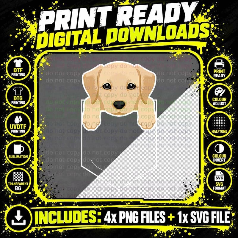 Yellow Lab in My Pocket Cute Dog Owner T-Shirt Png SVG Digital Bundle