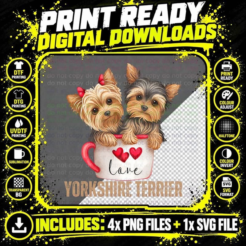 Yorkshire Terrier Dog Lover Gifts Shirt Yorkie T-Shirt Png SVG Digital Bundle