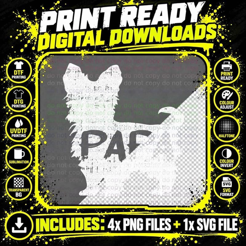 Yorkshire Terrier Papa Dog Puppy Doggie Pet Lover Yorkie Png SVG Digital Bundle