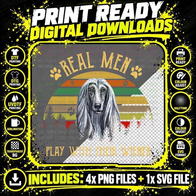 Afghan Hound T-Shirt, Retro Vintage Style Png SVG Digital Bundle