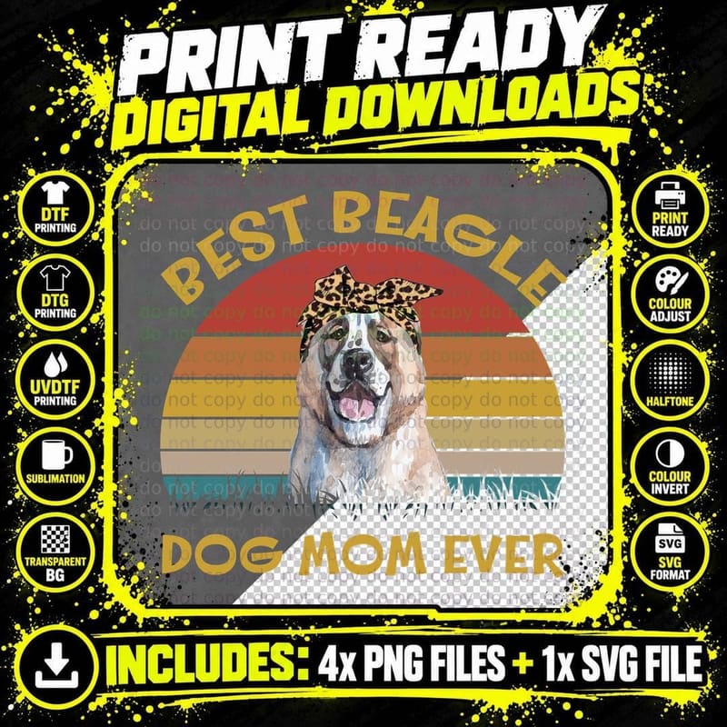 Alabai T-Shirt, Vintage Retro, Dog Mom Apparel Png SVG Digital Bundle