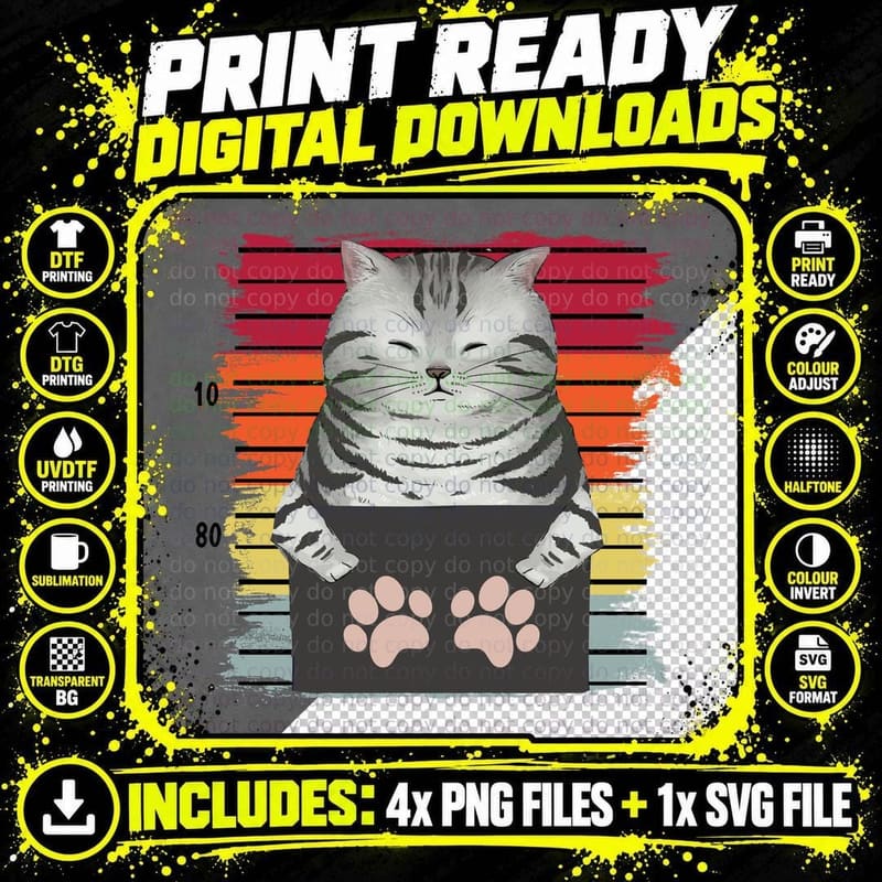 American Shorthair Cat T-Shirt, Vintage Retro Style Png SVG Digital Bundle