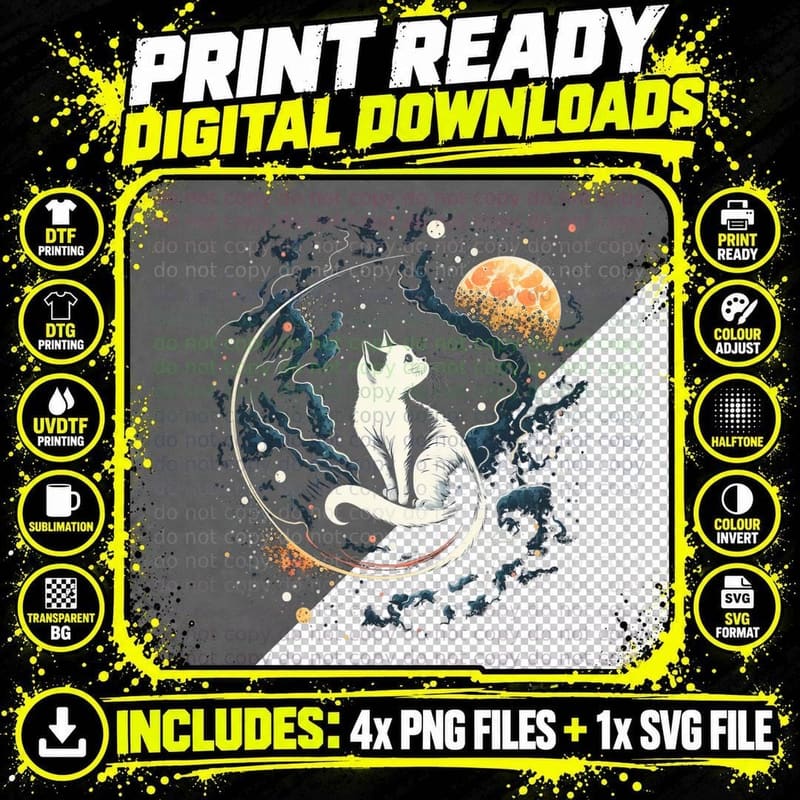 Astronaut Cat T-Shirt, Space Cat Print Png SVG Digital Bundle