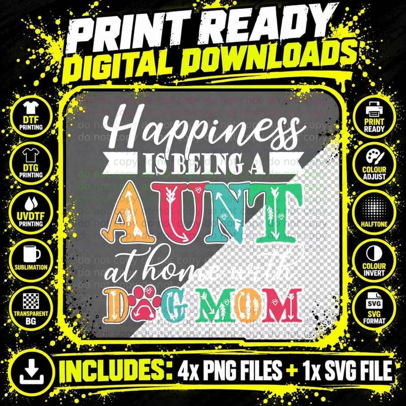 Aunt Dog Mom T-Shirt, Pet Lover Apparel, Family Love Png SVG Digital Bundle