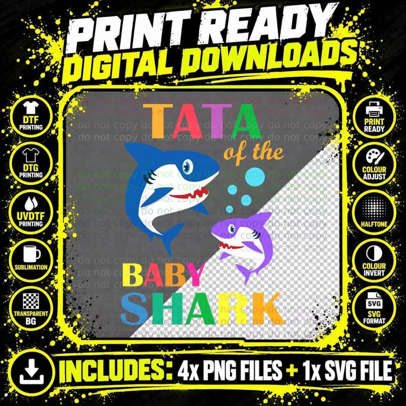 Baby Shark Birthday T-Shirt, Kids Party Theme Png SVG Digital Bundle