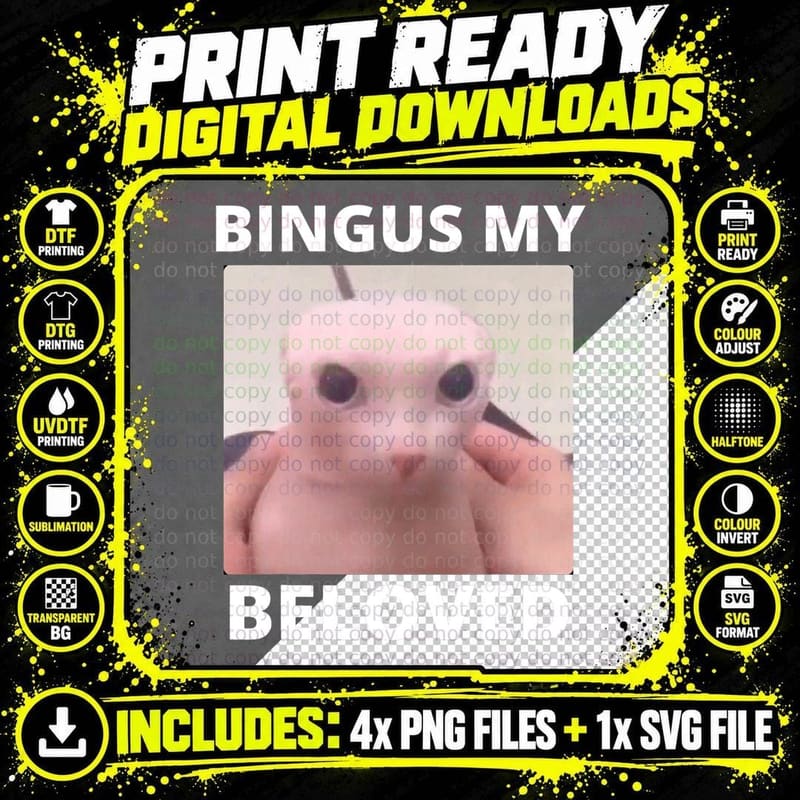 Bald Bingus My Beloved Hairless Sphinx Cat T-Shirt Png SVG Digital Bundle