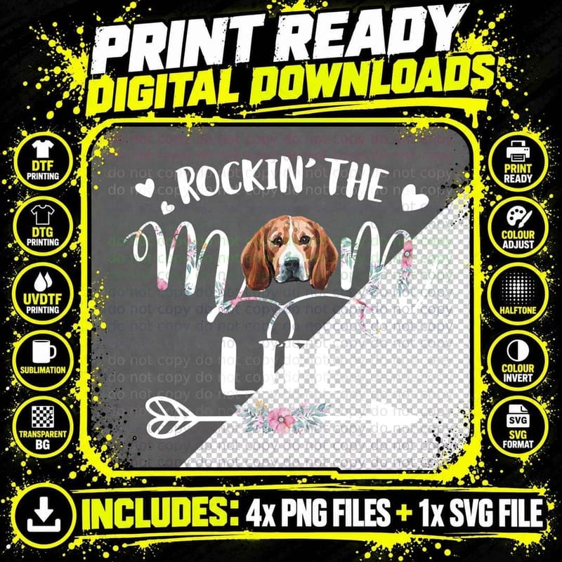 Beagle Floral T-Shirt, Pet Lover Apparel, Dog Lovers Gift Png SVG Digital Bundle