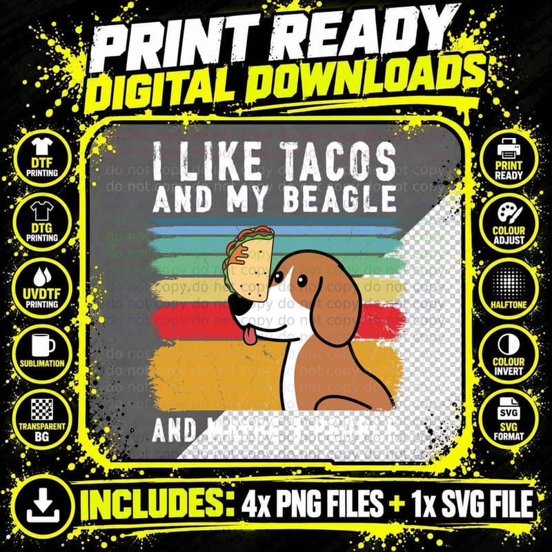 Beagle Taco T-Shirt, Funny Dog Design, Pet Lover Apparel Png SVG Digital Bundle