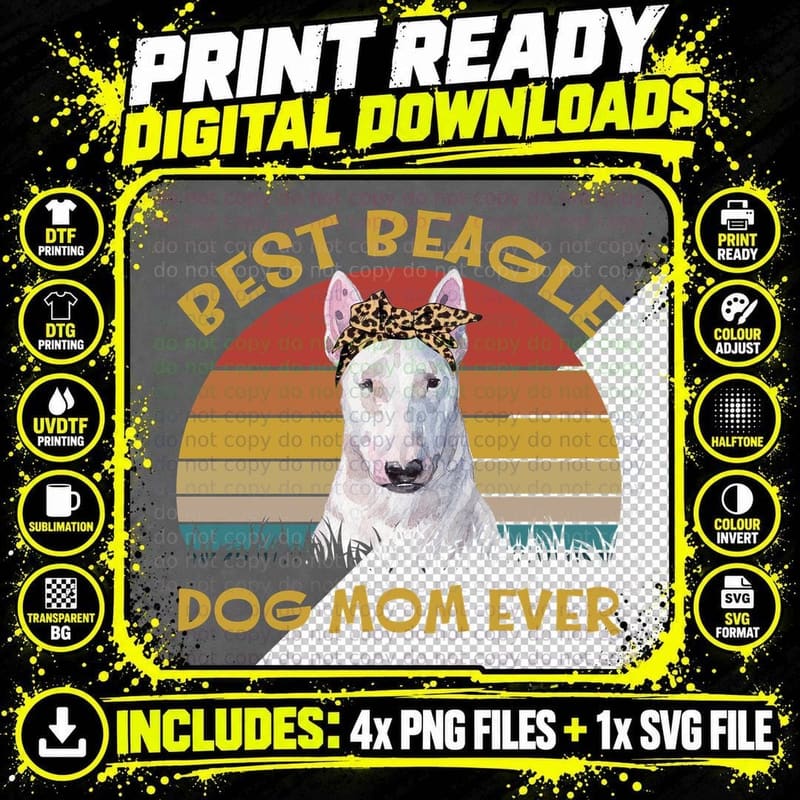 Best Beagle Dog Mom Ever T-Shirt, Vintage Retro Png SVG Digital Bundle
